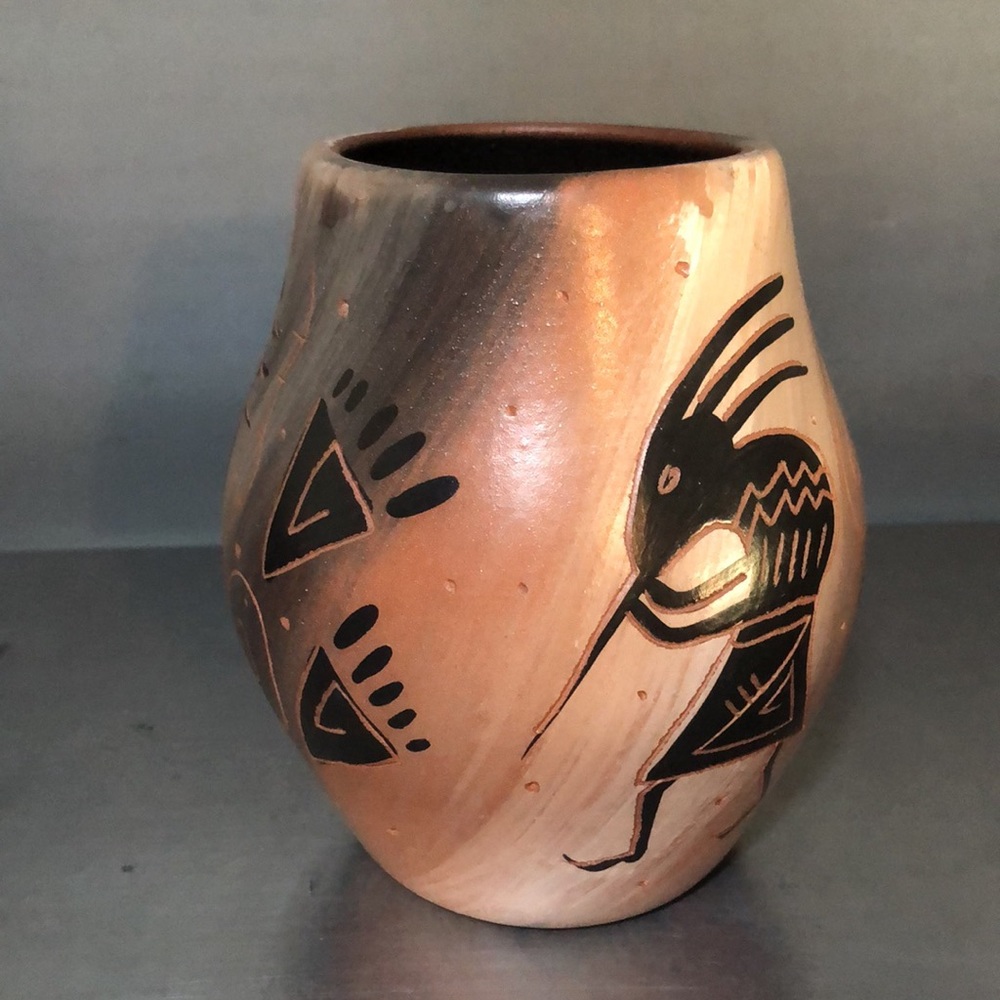 Handcrafted Ceramic Vase with Tribal Design